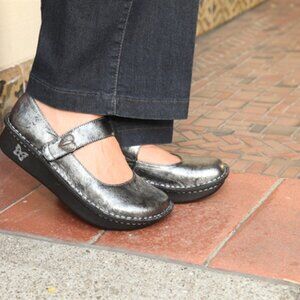 Algeria Women's Tumble Black Paloma Pewter Pal-621 Casual Mary Jane Shoes Size 5